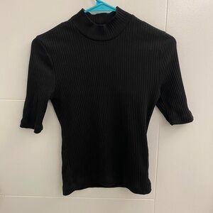 KOTN Ribbed Mock Neck Fitted Tee